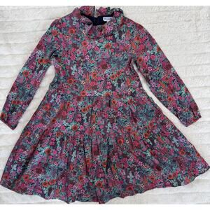 Jacadi Paris Girls 10A Floral A-Line Dress Liberty Fabric Long Sleeve Collared